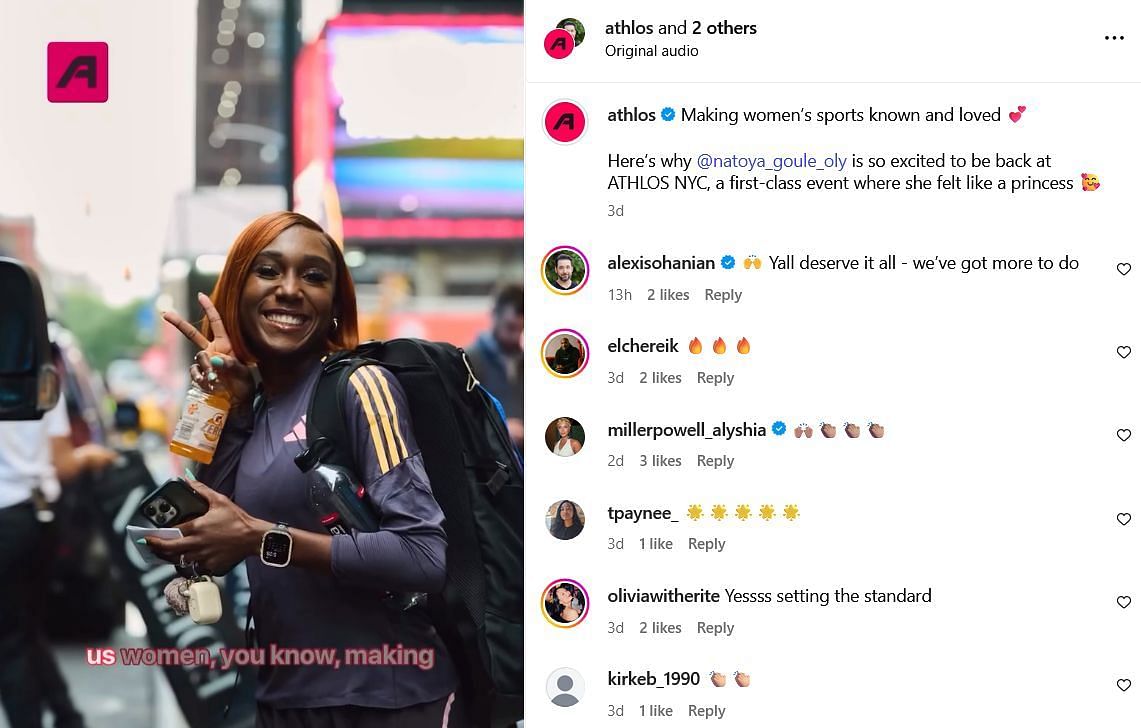 Screenshot of Ohanian’s comment on the post. Credits - Instagram/ athlos